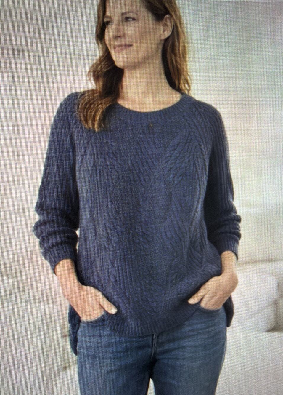 Talbots plus petite 2X cable knit sweater heavy basic cotton blend classic boho